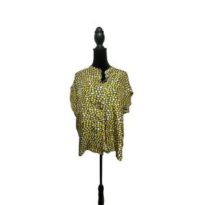 Cabi Clover Dots‎ Silk Blouse Women's Multicolor Polka Dot Short Sleeve Sz Small